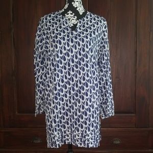 Navy and White Tunic Top